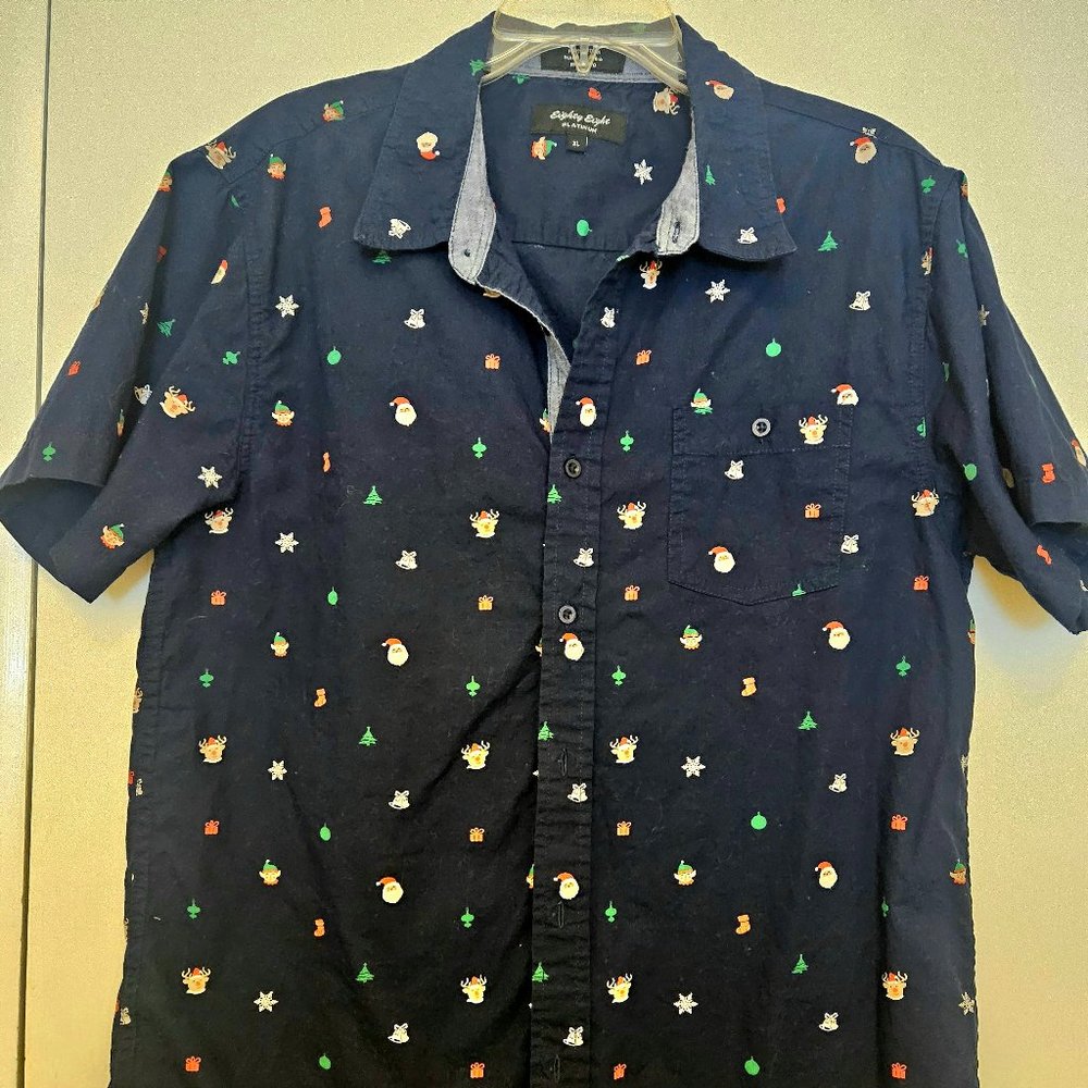 Eighty Eight Platinum Christmas Holiday Button Down Shirt 100% Cotton